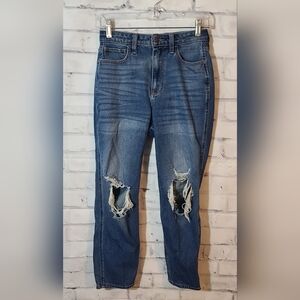 Hollister Distressed Ultra High-Rise Mom Jeans Sz 5R 27/27